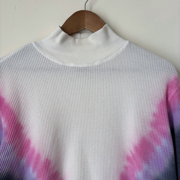 T.LA Waffle Knit Tie Dye Top XS Mock Neck Boho Anthropologie - Picture 2 of 6